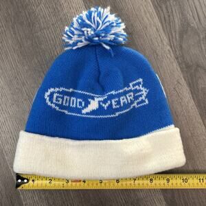 VINTAGE GOODYEAR TIRES BLIMP KNIT POM BEANIE CAP ( ADULT OS ) PREOWNED